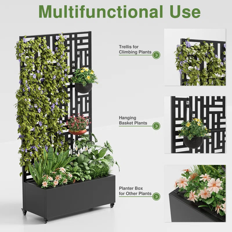Abraham 5.9 ft. H x 3 ft. W Metal Planter Box with Trellis